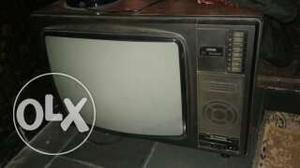 Gray Black And Brown Crt Tv