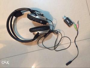 HP headphones with 3.5 mm jack to usb converter