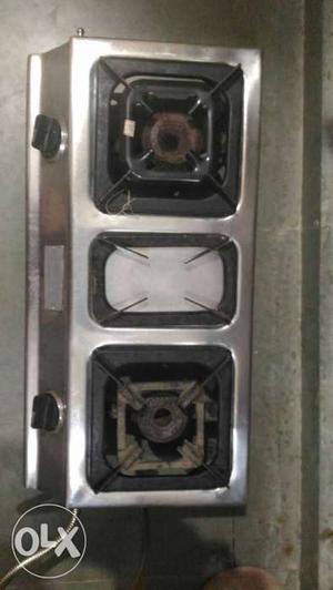 Silver And Black 2 Burner Gas Stove