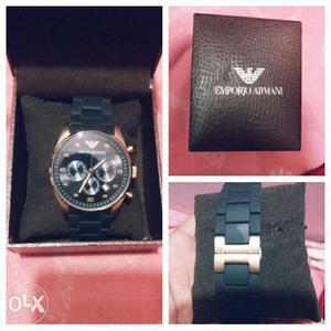 Black Link And Gold Emporio Armani Watch