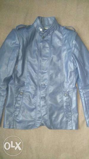 Blue pu leather jacket size m