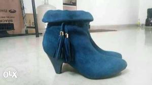 Brand New Navy Blue Boots in Velvet Finish Size 38