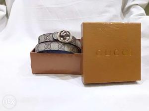 Brown Gucci Leather Belt In Box