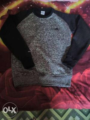 Gray And Black Adidas Crew Neck Shirt