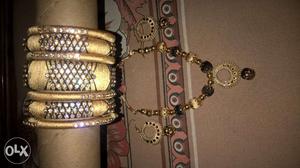 Handmade silkthread earings,necklace and bangles.