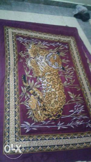 New Purple And Yellow Jaguar Textile Bed Chadar 2 pees