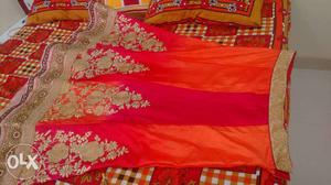 New designer lahenga in pink n orange