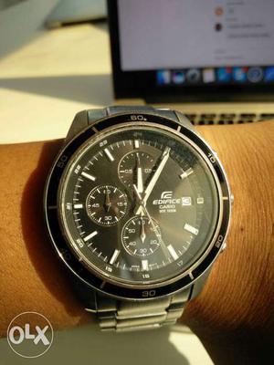 Silver Link Black Chronograph Edifice Casio Watch