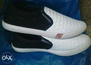 White And Black Slip On Shoes