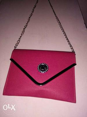 Women's Pink Leather Sling Bag