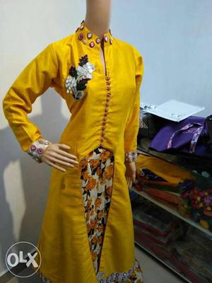 Yellow White And Orange Floral Abayas