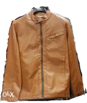 ZARA Brown Leather Full Zip Jacket