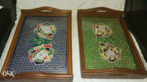 2 Wooden Floral Tray