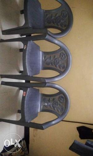 3 Grey Plastic Chairs
