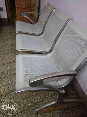 3 seater waiting chair with aluminium arms at