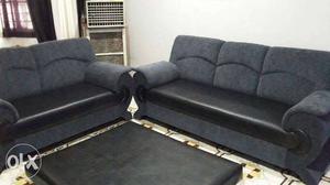 7 seater Italian leather and Italian fabric sofa