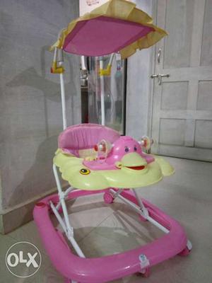 Baby's Pink And Yellow Monkey Walker