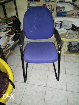 Blue Padded Black Metal Framed Chair