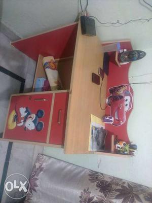 Brown And Red Wooden Desk
