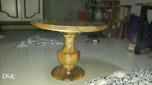 Brown Wooden Pedestal Table