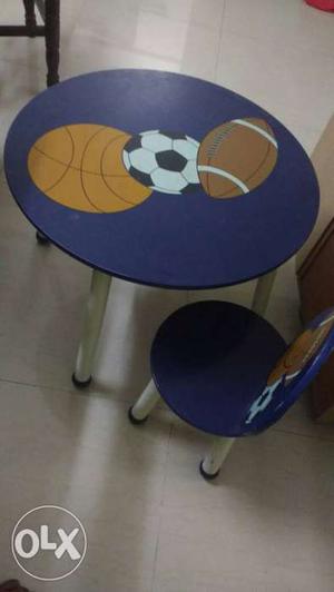 Children's Purple Round Table And Chair