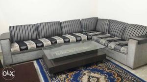 Gray And Black Stripe Sectional Sofa