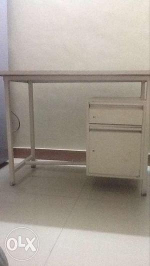 Iron table with wooden top