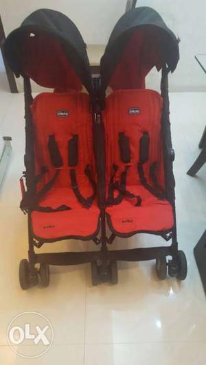 Red And Black Twin Stroller chicoo