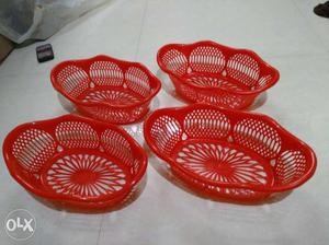 Red Oval Plastic Tray