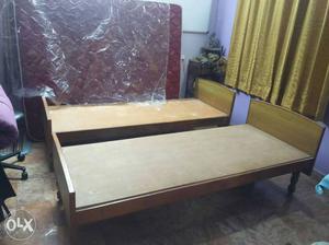 Two Single Cots Solid Wood 2.5ft X 6ft Excellent