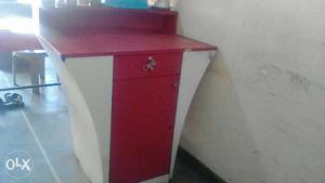 White And Red 4 Drawer Table