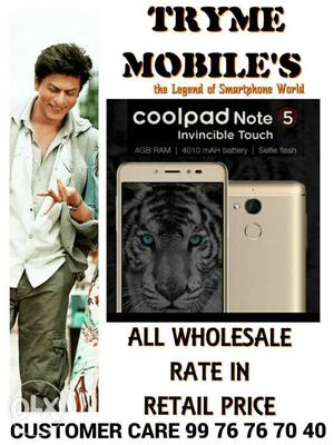 4GB Ram COOLPAD NOTE 5 Brand New Mobile 4'G
