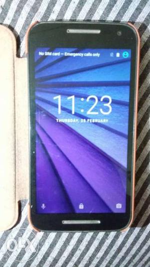 Moto g3 with premium leather cover and excellent