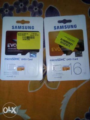 Two Samsung evo 16GB memory cards.The card is new
