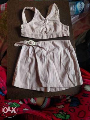 Baby Girl's Pink Sleeveless Two peice cute Dress