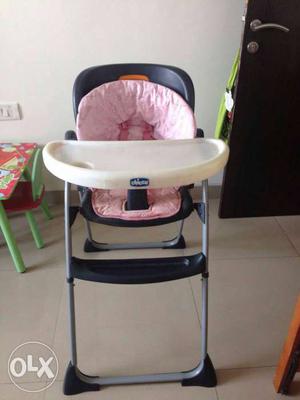 Baby's Black And Gray Pink And Orange Chicco Feeding Chair