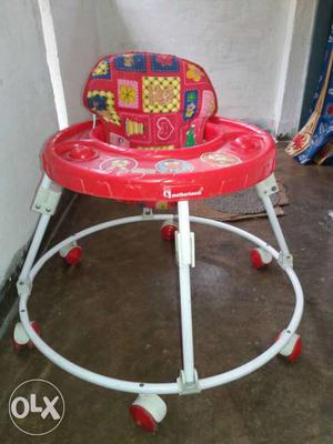 Baby's White And Red Round Walker with marcurry boofer, 4