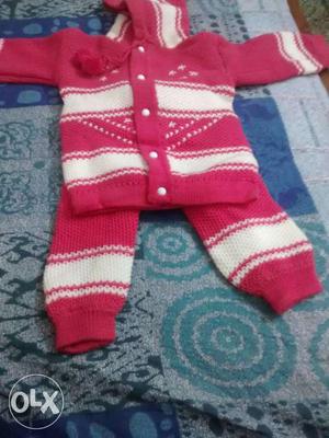 Baby's White And Red Sleeper Set