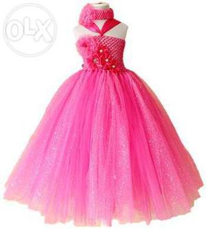 Fashionable Pink Party Flower Tutu Dress for Princess Girl