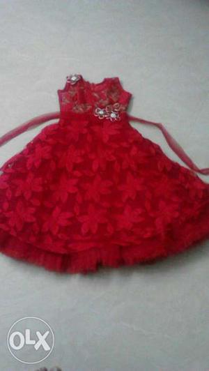 Girl's Red Sleeveless Dress