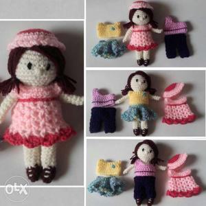 Handmade crochet doll set with changeable dress