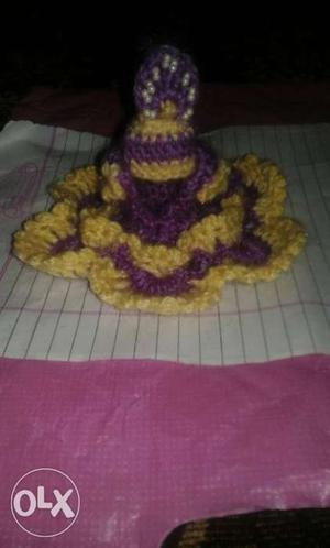 Krishna G Yellow And Purpel Dress With Cap