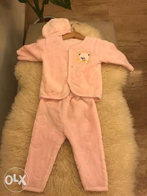 Pink Velvet Suit with fleece inside. Perfect for