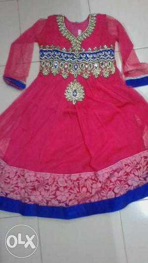Pink & blue Anarkali dress for 5 to 7 yrs old girl