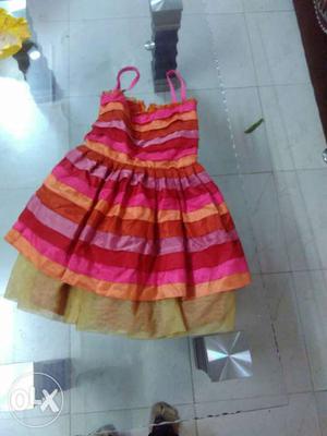 Red And Pink And Yellow Stripe Tank Dress