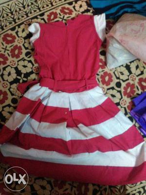 Red And White Cap Sleeve Short Dress