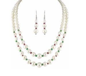 SJ Pearls Mother of Pearl Jewel Set White Hyderabad