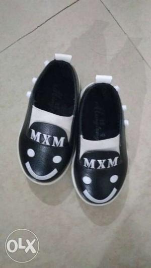 Toddler's Black And White Mxm Slip On Shoes