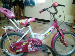 Toddler's Pink And White Floral Bicycle