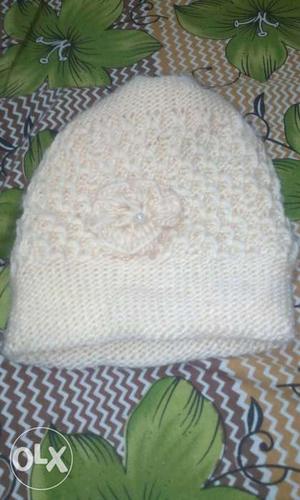 White Knitted Beanie